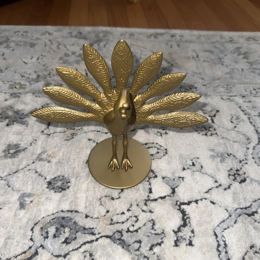 Brass Peacock IKEA Statue Figurine Shelf Sitter Paperweight Made In India
